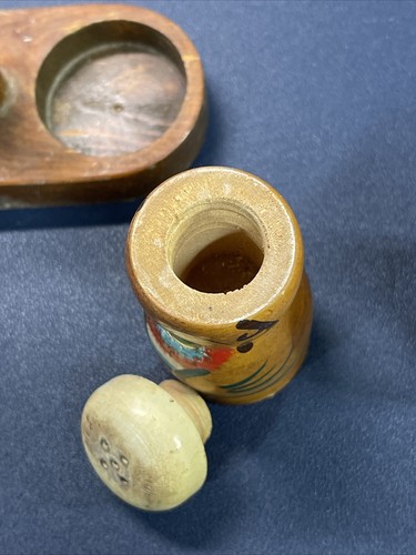 DE COLECCIÓN CHEF HOMBRE Y MUJER ARTE POPULAR AGITADORES DE SAL DE MADERA CON SOPORTE - Imagen 12 de 16