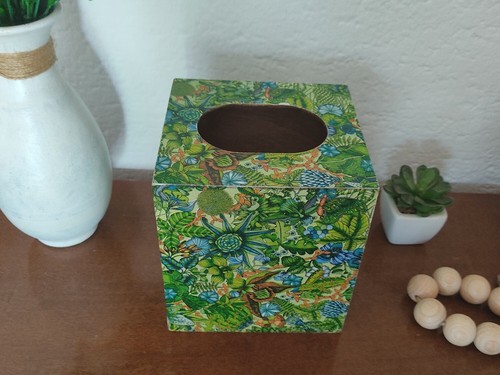 Green Color Wooden Napkins Box. Tissue Dispenser. - Picture 2 of 7