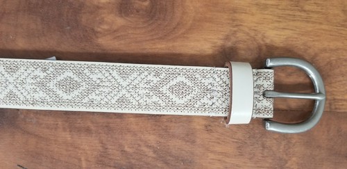 NEW BELT American Eagle Outfitters Tan Cream copper cross stitch accents
