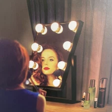 Hollywood Style Make Up Vanity Mirror w/ 3 Color LED Lights 14x10” Wireless (ST)