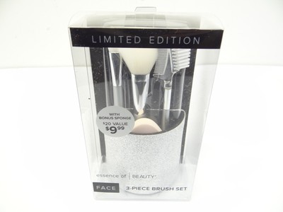 Limited Edition Essence of Beauty 3-Piece Brush Set FACE with Bonus Sponge 