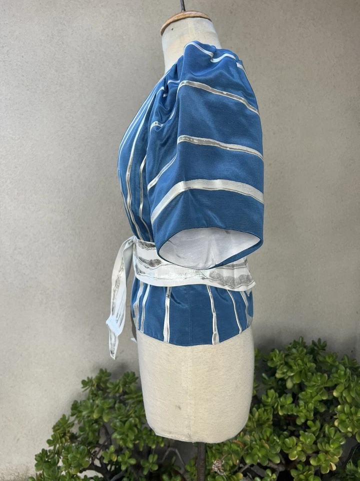 复古前卫上衣夹克蓝色银色手绘 XS/S Terry & Toni Art To Wear — 第 4/4 张图片