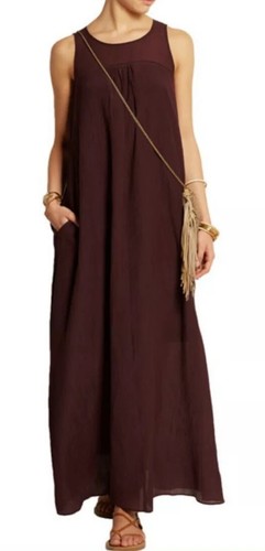 Madewell Shirred Crinkled Maxi Dress Plum Size Medium Nwt - Picture 2 of 10