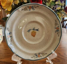 Marmalade Saucers (pairs) 6" Heart International #8868 Stoneware Orange Blue !