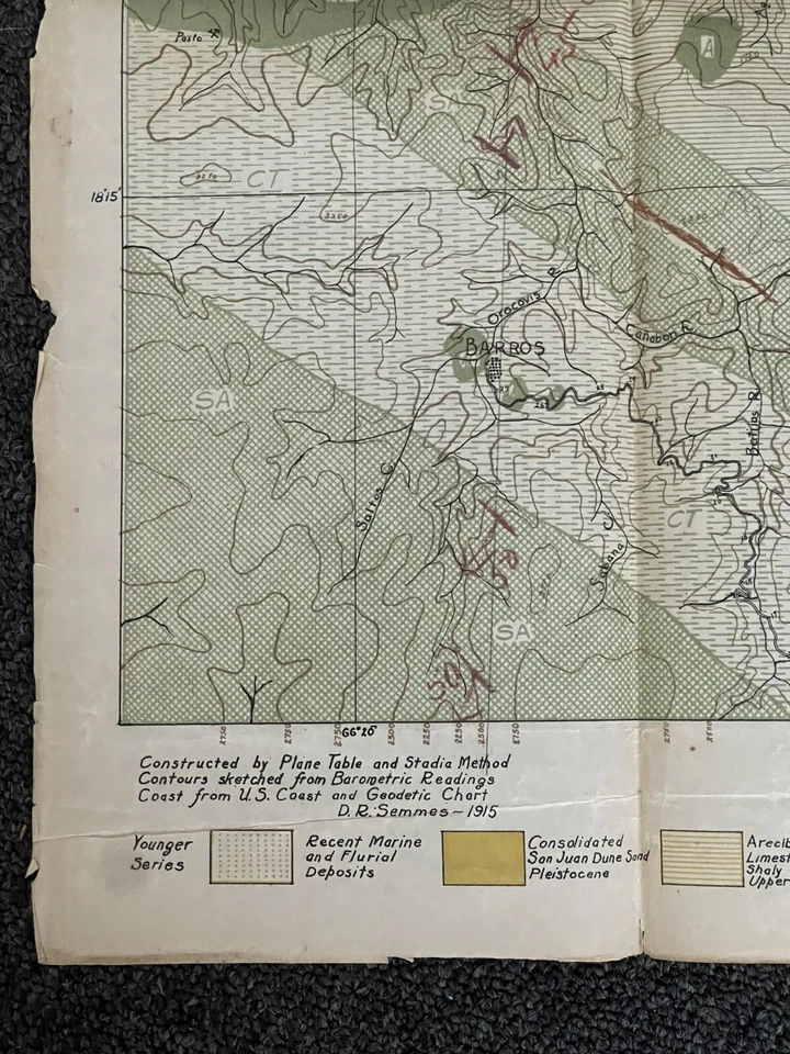 raro mapa de puerto (porto) rico 1915 SAN JUAN D.R. SEMMES Geológico vol 1 pt 1 Foto 3 de 4