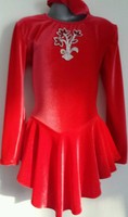 Girls 7-8 Red Velour Long Sleeve Skirted Leotard Twirl/magerottes/iceskating Girls 7-8 Red Velour Long Sleeve Skirted Leotard Twirl/magerottes/iceskating