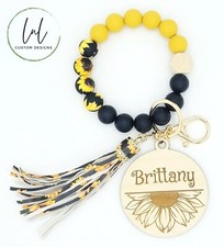 Sunflower Wristlet  Jewelry  Bracelet  Keychain  Sunflower Keychain