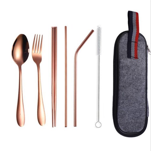 7Pcs Stainless Steel Tableware Dinnerware Cutlery Tools Set Travel Camp Portable - Picture 14 of 18
