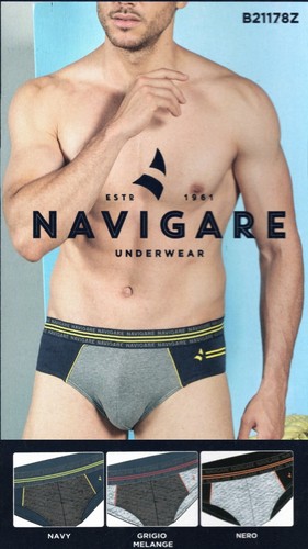 Slip uomo cotone bielastico soft fantasia righe e tinta unita NAVIGARE set 3 pz - Picture 15 of 18