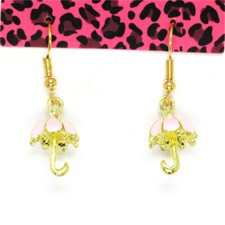 Hot Pink Enamel Cute 3D Ballet Umbrella Fashion Jewelry Women Stand Earrings