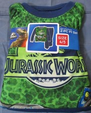 Boys Jurassic World 2 pc Flannel Pajama Set Size 4-5 Dinosaurs new 73228