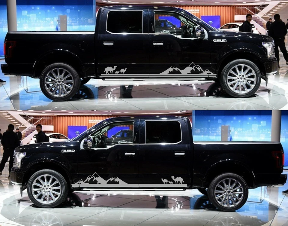 Calcomanías adhesivas de montaje de carrocería de puerta a rayas faldón lateral basculante para Ford F-150 2015-2019 Foto 4 de 4