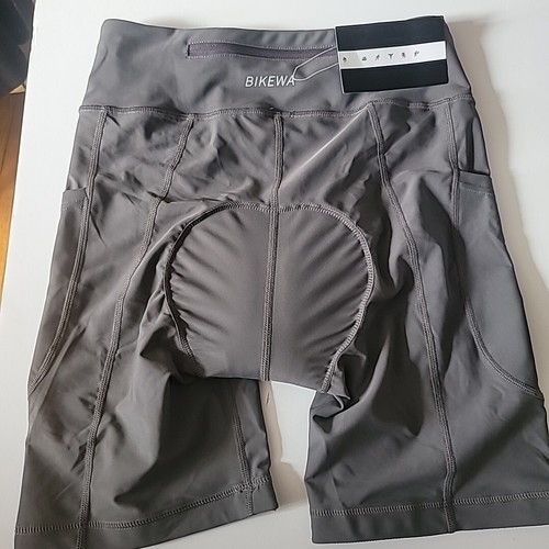 Bikewa Women's Medium Gray Padded Bike Shorts Cycling Riding Bicycle NWT - Picture 7 of 8