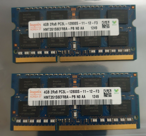 Hynix 8GB 2X4GB DDR3 2RX8 1600MHz PC3L-12800S 204pin SODIM Laptop Memory RAM - 第 1/1 張圖片