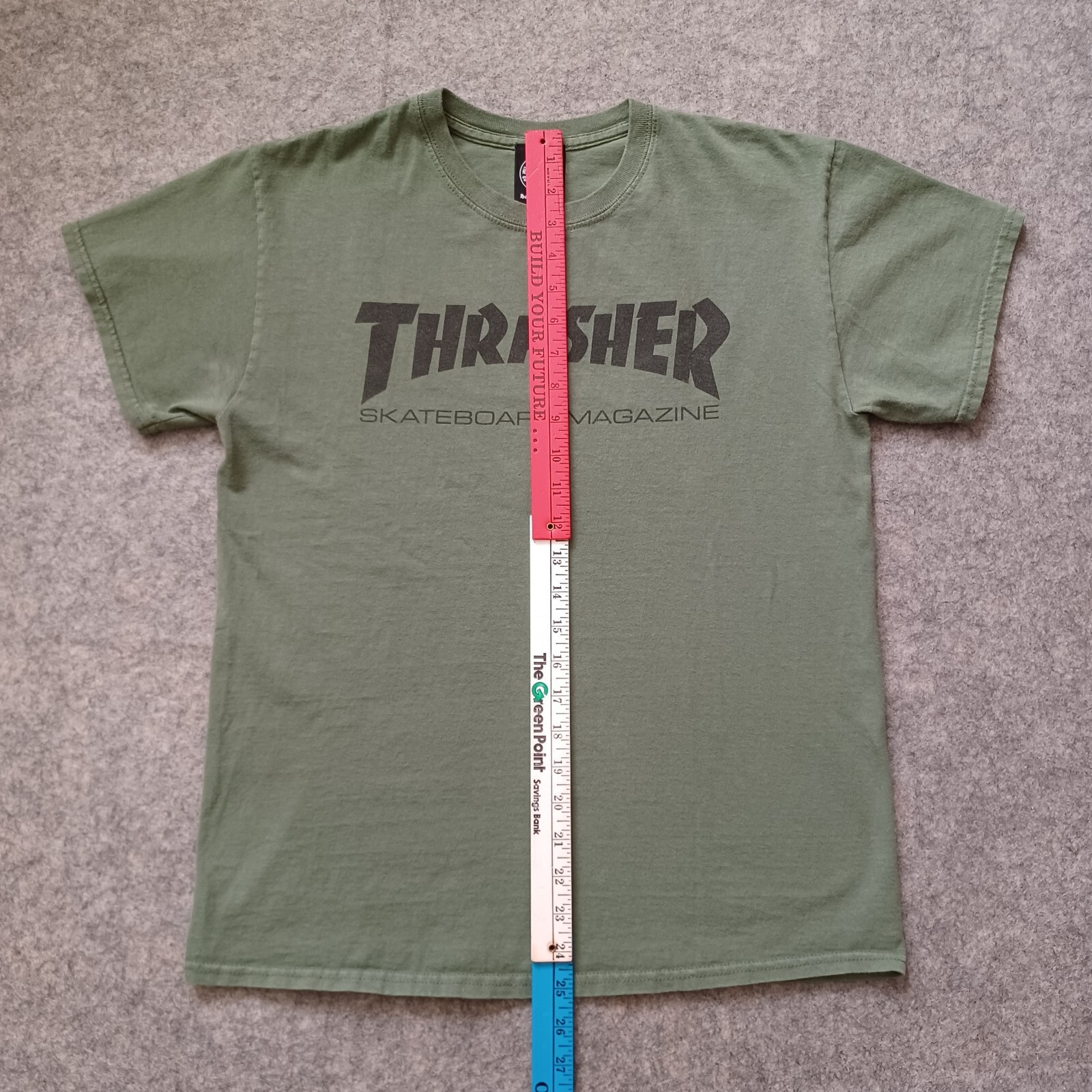 Vintage Thrasher Mens T Shirt Medium Green Skateb… - image 7