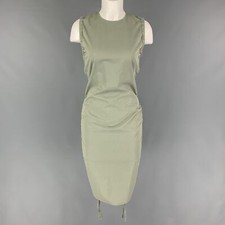 BARBARA CASASOLA Size 4 Khaki Cotton Sleeveless Dress