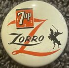 Vintage 1957 Walt Disney, 7 Up, Zorro Pin Pinback, Tv Memorabilia