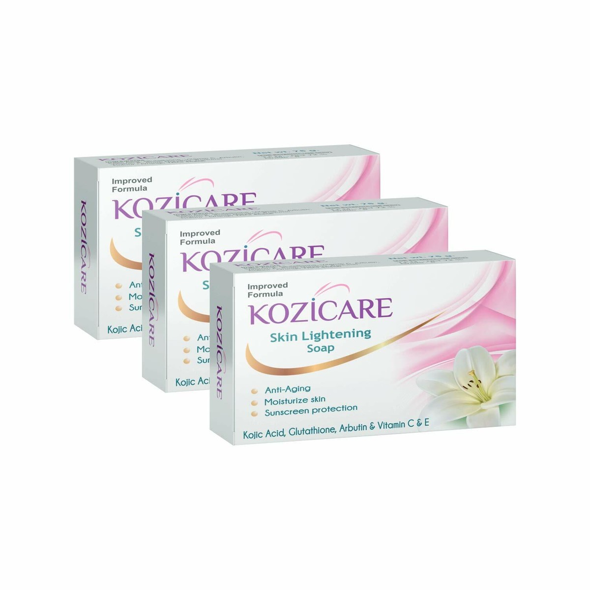 kozicare glutathione soap Kozicare Skin Lightening Soap with Kojic Glutathione 75gm (Pack of 3)
