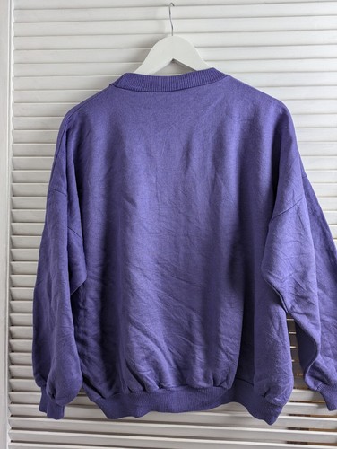 Vintage 80s Sweatshirt Mens Purple size XL Graphic Print Made in Italy - Picture 5 of 5