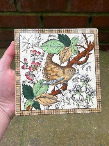 Arts and Crafts Antique Tiles H A Ollivant Transfer Printed Fireplace Tiles Rare - Picture 8 of 22