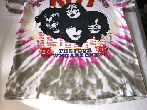 Rara T-SHIRT TIE DYE rosa/gialla 1999 KISS Band PSYCHO CIRCUS Tour taglia L - Foto 19 di 23