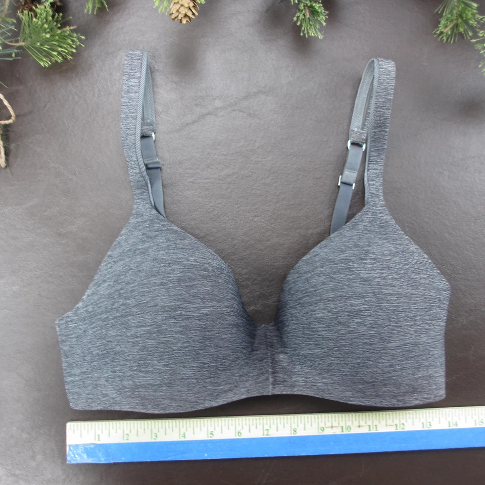 Hanes Bra 34D Dark Gray Padded Wireless Adjustable Clasp Back - Image 2 of 4