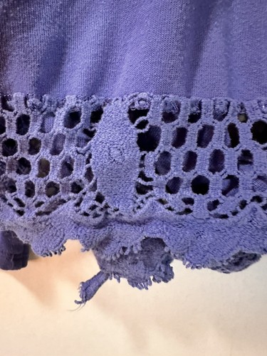 D-Signed Girls Blue Front Tie Sweater Size Small W Lacy Edges - Picture 4 of 5