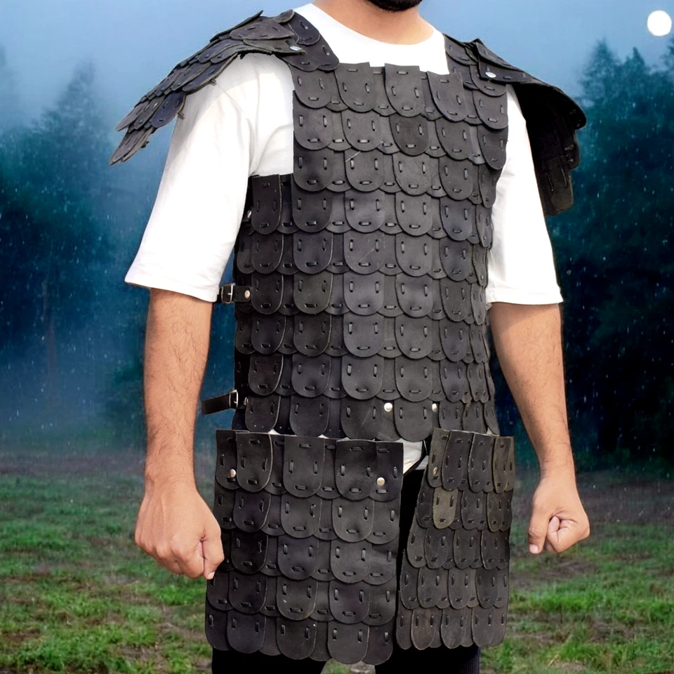 Костюм викинга средневековая ламеллярная броня черный нагрудник - Изображение 3 из 4