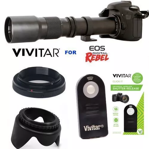 HD 500MM TELE ZOOM LENS + REMOTE + LENS HOOD FOR CANON EOS REBEL T5 T6 T7 40D T3