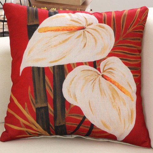 Linen Cotton Flower Cushion Cover Bird Home Office Car Decor Throw Pillow Case - Picture 7 of 11