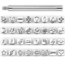 Leather Stamping Tool Set 33 Pieces 32 Patterns 1 Handle Quality Craft