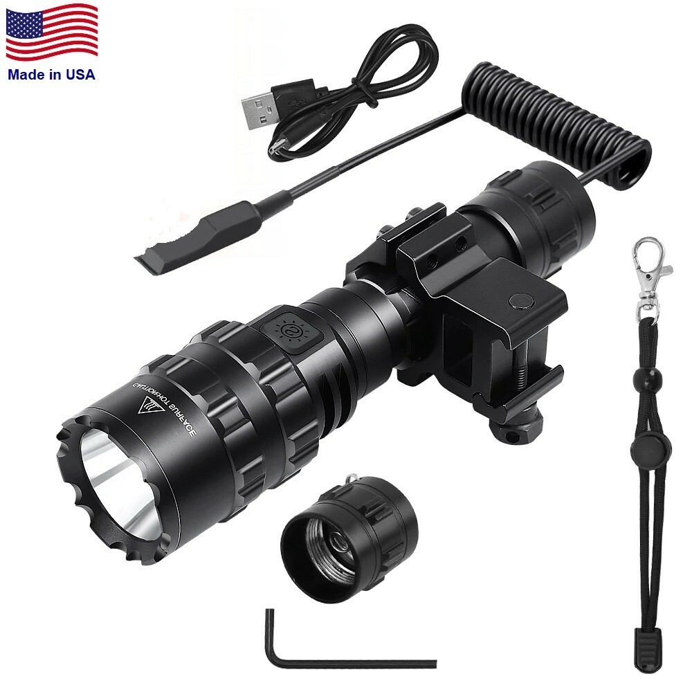 Lampe tactique puissante rail 20mm grande taille rechargeable USB pour lampe fusil