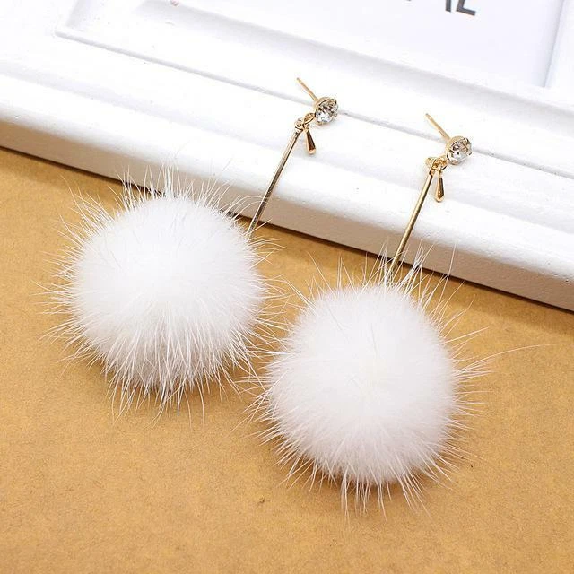 Pom pom drop earrings deals
