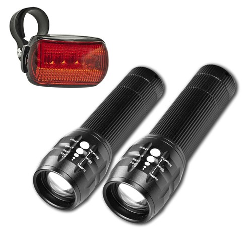 2X CREE Q5 LED Mountain Bike Bicycle Cycling Zoomable Torch Front + Rear Lights - Picture 6 of 8