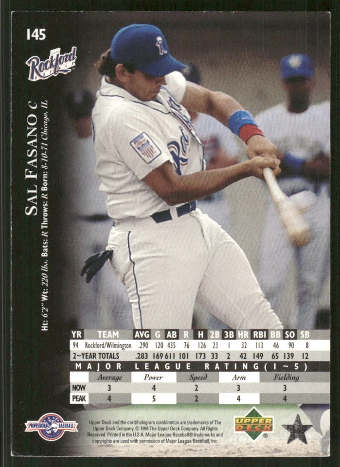 1995 Upper Deck Minor League #145 Sal Fasano - Image 2 of 2
