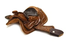 2" Brown Miniature Saddle Decor leather saddle montura miniatura