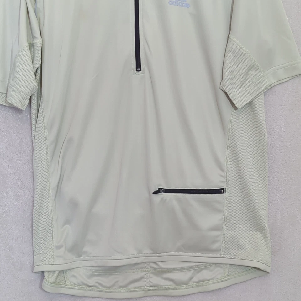 Camiseta deportiva de ciclismo Adidas para hombre talla M verde como nueva bolsillo frontal media cremallera manga corta Foto 3 de 4