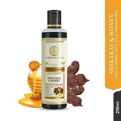 Khadi Natural Hair Growth Cleanser Shikakai Herbal Honey Prevents Damage 210ML - Picture 2 of 5