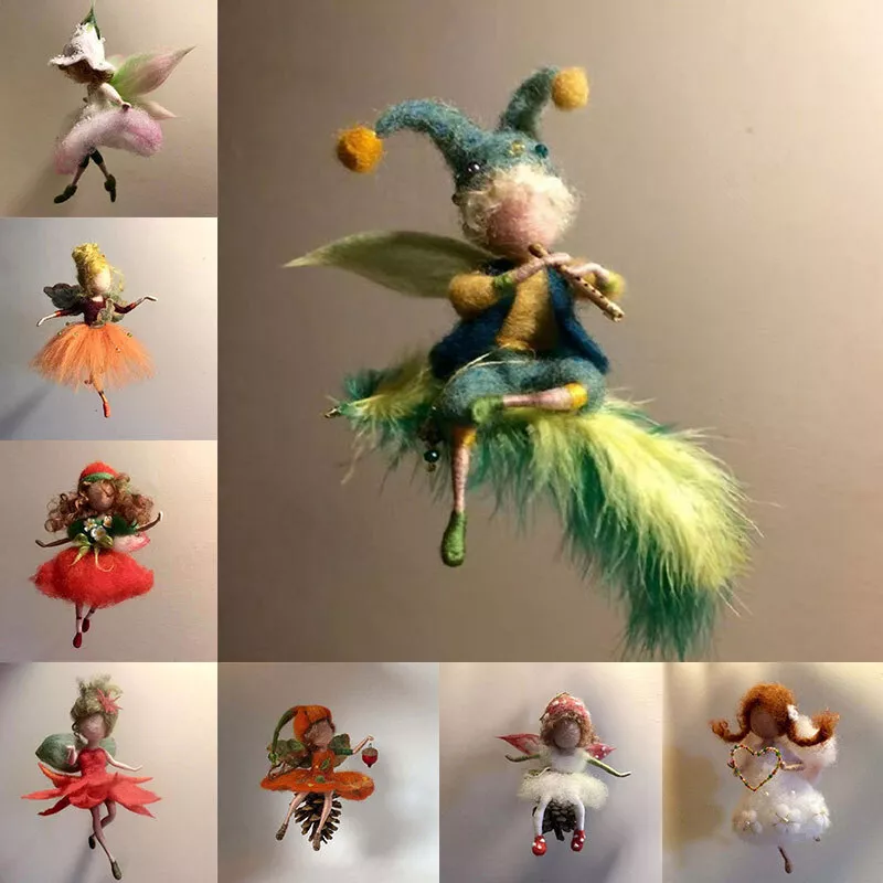 1Set DIY Handmade Poke Wool Needle Felting Kit Set Animal Fairy Felt Doll  Craft