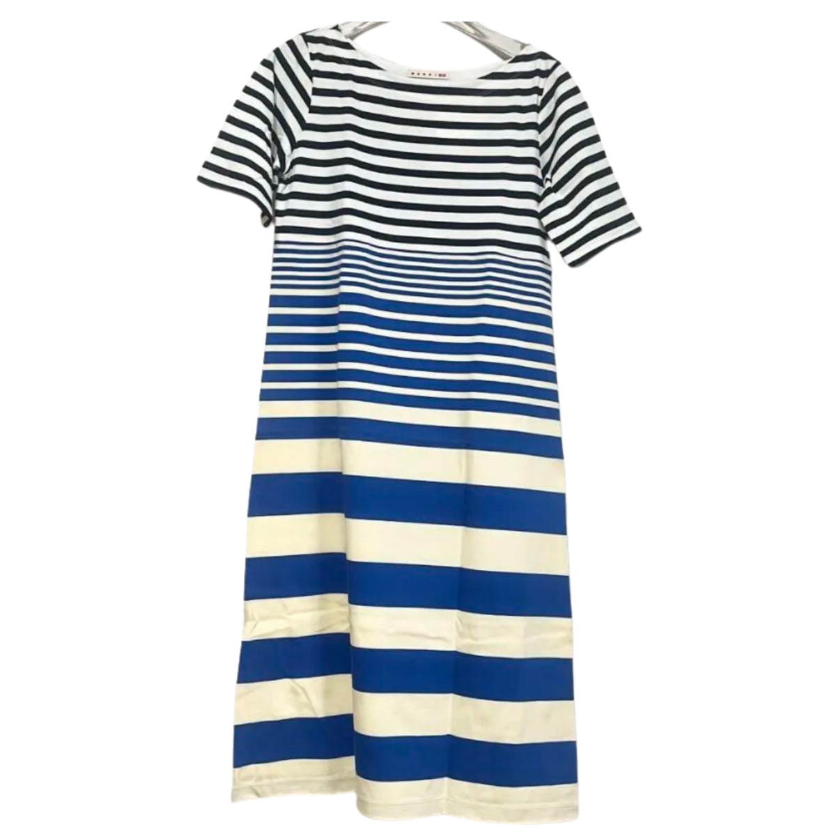 UNIQLO x MarnT shirt shortsleeve Dress Striped cotton blue / orange NEW
