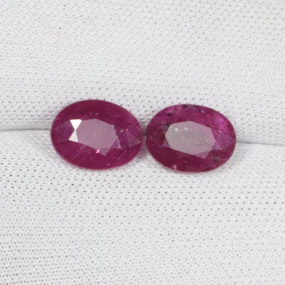 3.74 cts Fine Luster Pinkish Red Natural Ruby Oval Pair....!!!!