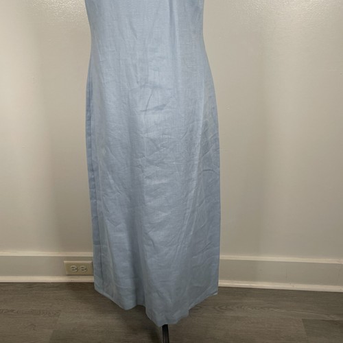 Petite Sophisticate Sheath Dress Womens Size 4 Blue Linen Sleeveless Back Zip - Picture 6 of 17