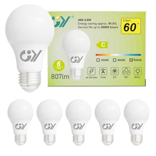 Lampadina LED GY E27 4.9W 807lm 6500K - Efficienza Classe C Professionale