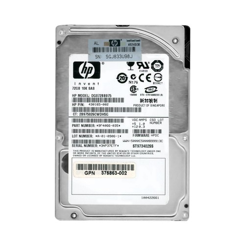 HP 72GB 10K SAS 2.5" SP HDD DG072BB975 430165-002 9F4066-035 ST973402SS HPDC D9 - 第 3/5 張圖片