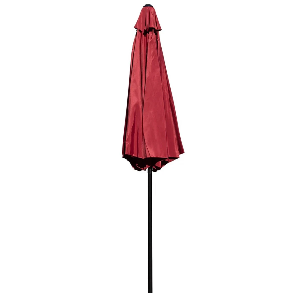 9 FT Outdoor Patio Round Umbrella Aluminum Pole Crank and Tilt Function Red - Image 4 of 4