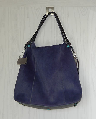 GABS DESIGNER BAG HANDBAG SHOPPER GABS LEATHER FUR PURPLE EXCELLENT 