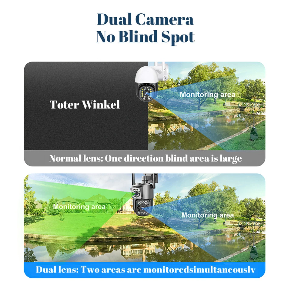 Dual Lens HD 1080P WiFi IP Camera Wireless Outdoor CCTV PTZ Home Security IR Cam - Image 4 of 4