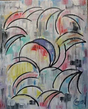 abstract WITHOUT YOUR LOVE oil painting 8x10 canvas original art signed Crowell