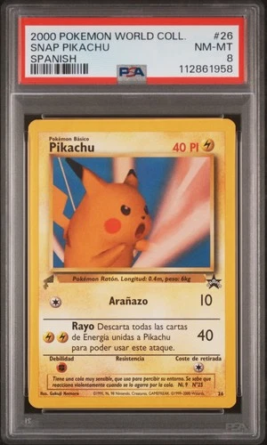 PSA 8 - Pikachu (Snap) # 4 2000 Pikachu World Collection Regular - RARE! LOW POP
