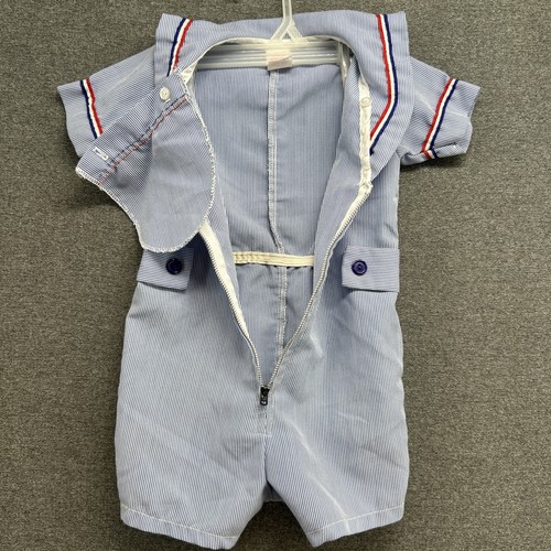 Vintage Sears Baby Sailor Outfit Blue White Infant Size 12-18m Made in USA - Picture 4 of 10
